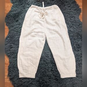 Lauren Manoogian cream crinkle pants sz 3